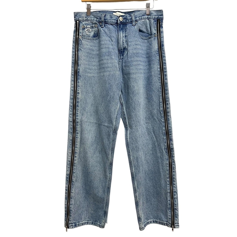 PacSun Baggy Jeans Mens 32x32 Blue Light Wash Relaxed Straight Side Zipper